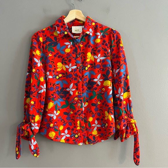Maeve Tops - Maeve Red Floral Button-Down Shirt